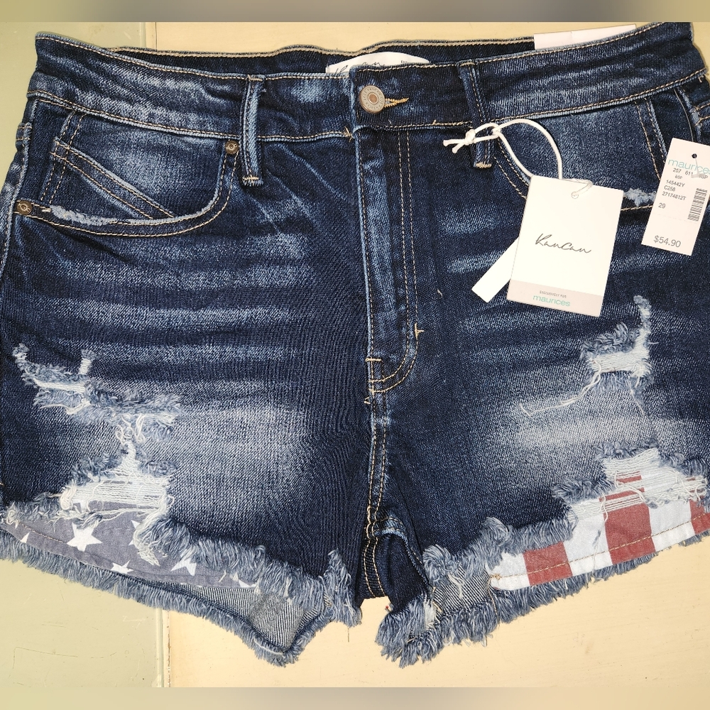 KanCan Dark Blue Distressed Jean Shorts